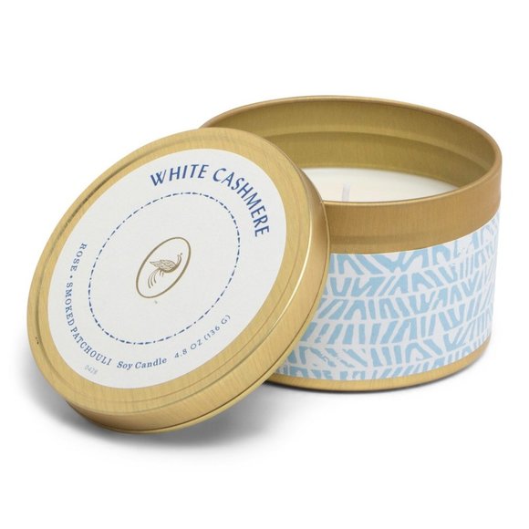 4.8oz Printed Tin Candle White Cashmere - Picture 1 of 1